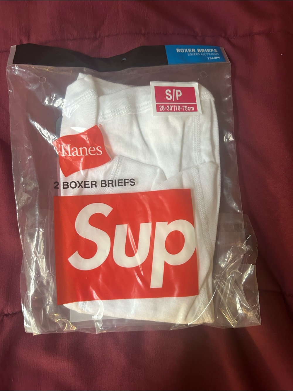 Supreme White Boxer Briefs with Red Logo - Small